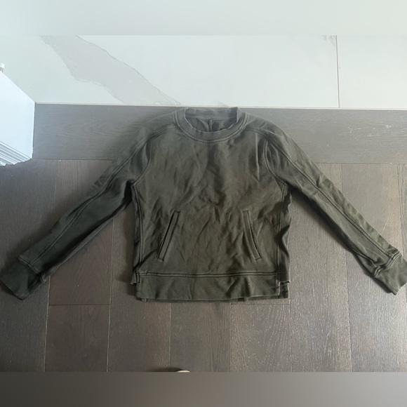 Lululemon Press Pause Crew Dark Olive - Picture 2 of 4